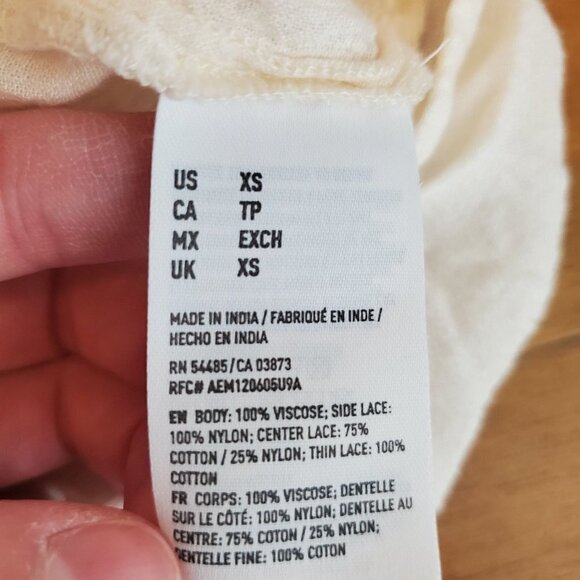 AMERICAN EAGLE Lace Button-Down Back Cream Halter Tank Top Shirt Boho XS - Picture 8 of 9